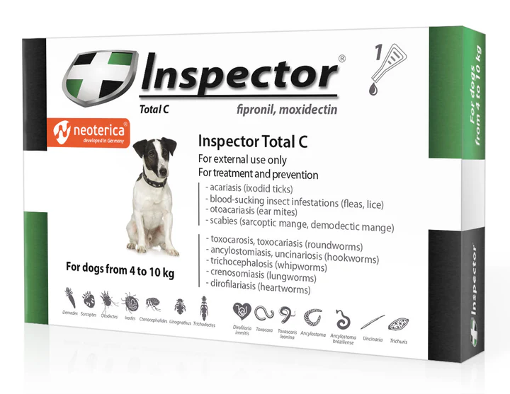 Neoterica Inspector Total C Spot-on for Small Dogs (4kg - 10kg) 1amp