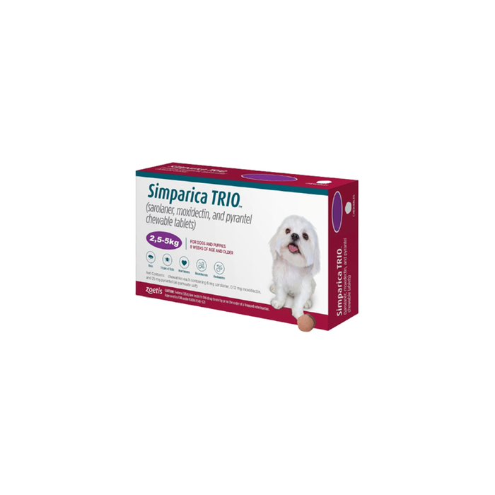 Simparica Trio 2.5-5 kg Chewable One Tablet for dogs
