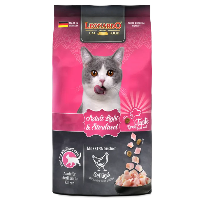 Leonardo Adult Light & Sterilised - Dry Cat Food (300g / 1.8Kg)