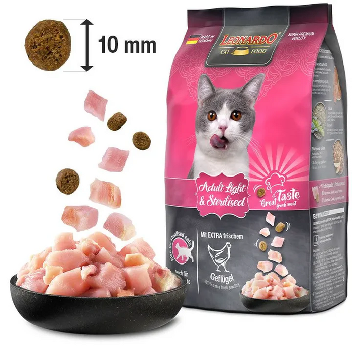 Leonardo Adult Light & Sterilised - Dry Cat Food (300g / 1.8Kg)