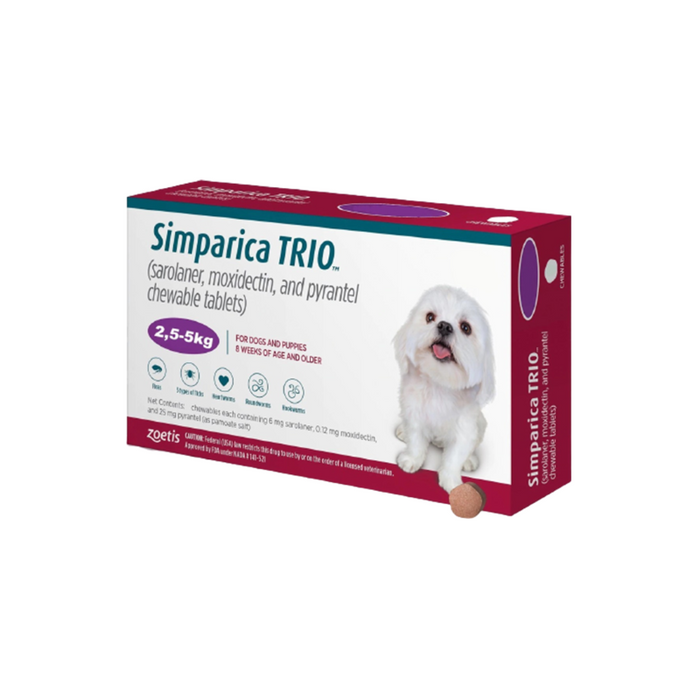 Simparica Trio 2.5-5 kg Chewable One Tablet for dogs