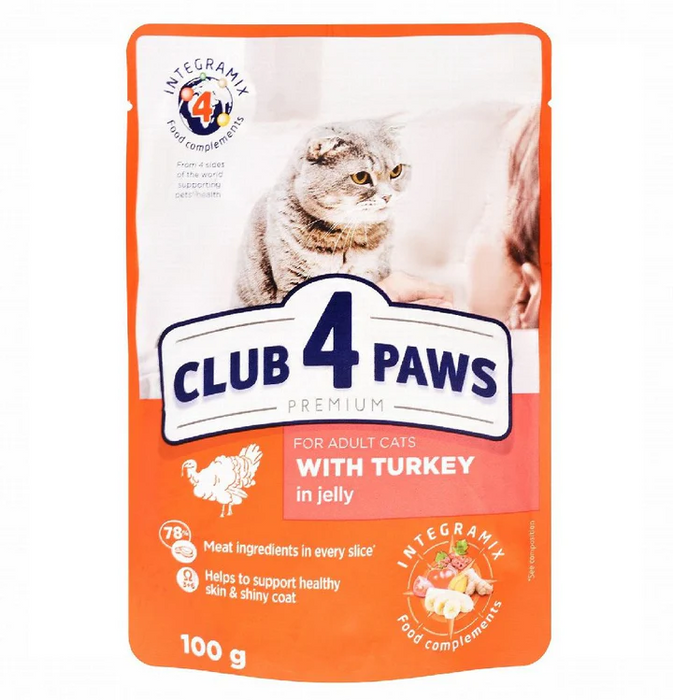 Club 4 Paws Wet Cat Food With Turkey 100g