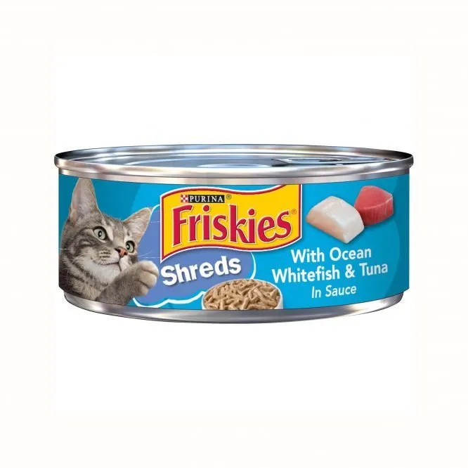 Friskies Shreds With Ocean Whitefish & Tuna Wet Cat Food 156g