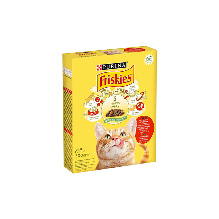 Friskies Dry Cat Food with a tasty mix of Beef and Chicken 300g