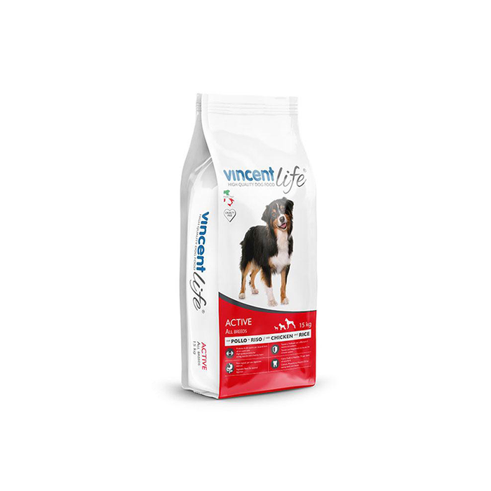 Vincent Life Dry Food For Active Dogs – Chicken And Rice 15kg