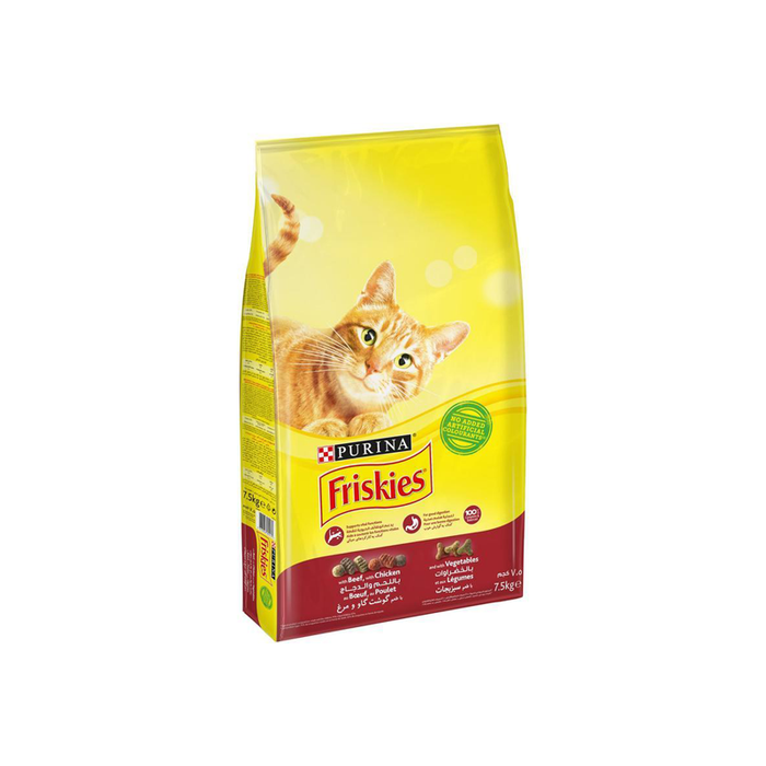 Purina Friskies with Beef, Chicken and Vegetables Cat Dry Food 7.5Kg