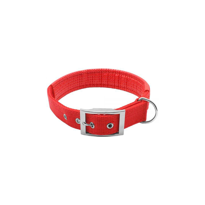 Dog neck collar made of nylon leather and metal red