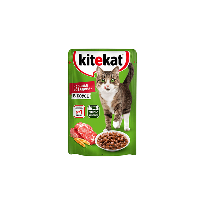 Kitekat Cat Wet Food with Beef pieces in sauce 85g