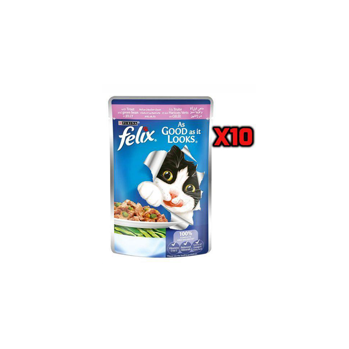 Purina Felix With Trout And Green Bean In Jelly Wet Cat Food - 10 Pcs