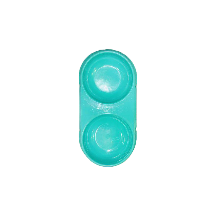 Double Plastic Dish for Pets Green