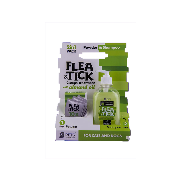 Pets Republic Flea & Tick powder & Shampoo with almond oil 140gm