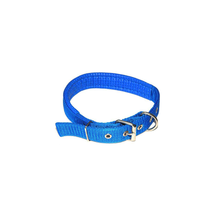 Nylon leather collar for dogs large (Blue/Red)