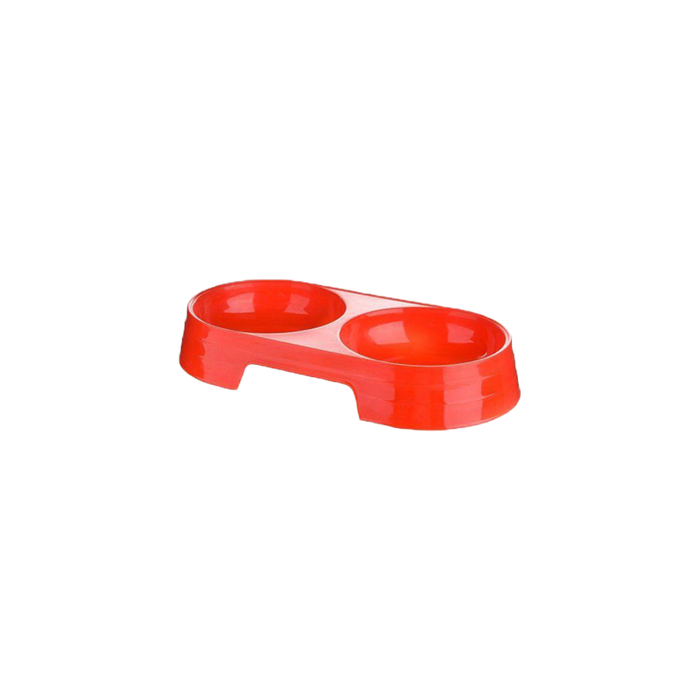 Double dish for cats and small dogs (red)