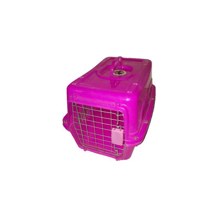 Plastic cage portable for cats and dogs 30x47 cm - Pink