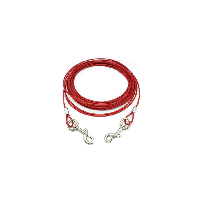 Tie Out Cable Leash For Dogs Outdoor Camping Picnics Pet Dog Wire Lead Leash Bite Proof Red