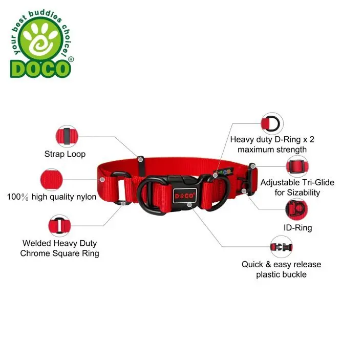 Doco Double D-Ring Nylon Collar Medium (2.0 x 35-51cm)