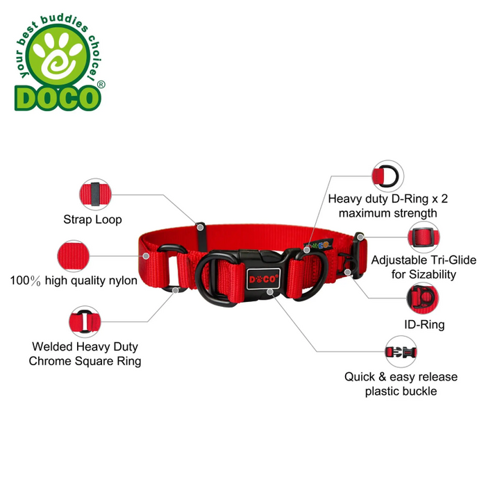 Doco Double D-Ring Nylon Collar Large (2.5 x 45-68cm)