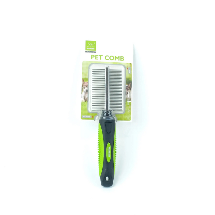 Nunbell Dog Grooming Comb, Metal Double-Sided Cat Shed