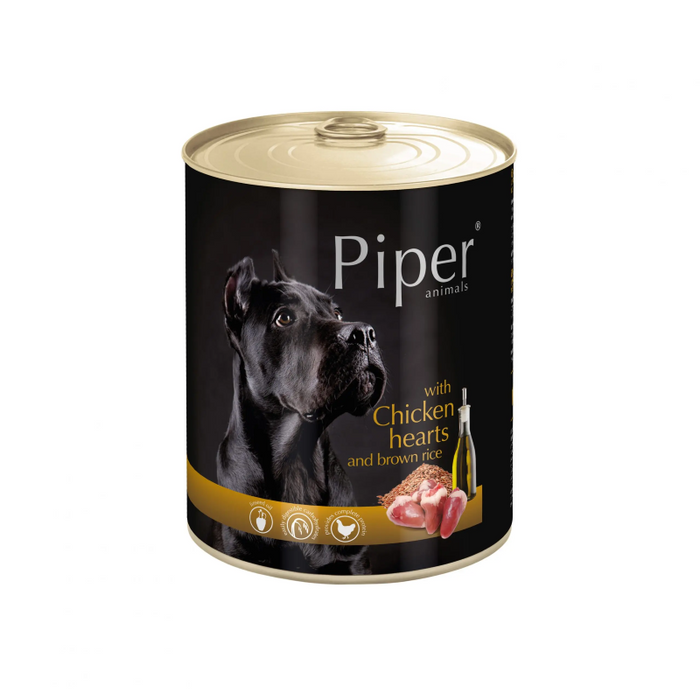 Piper with chicken hearts and brown rice 400 g - Wet Dog Food