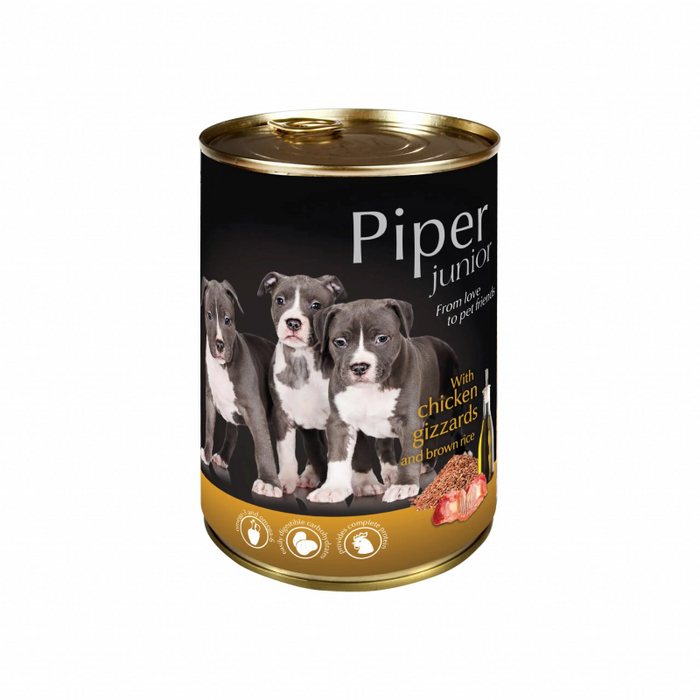 Piper junior with chicken gizzards and brown rice 400 g - Wet Dog Food