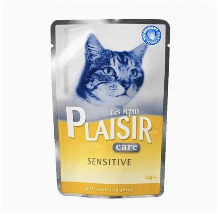 Plaisir Care Sensitive Wet Cat Food Chunks In Gravy With Poultry 85g