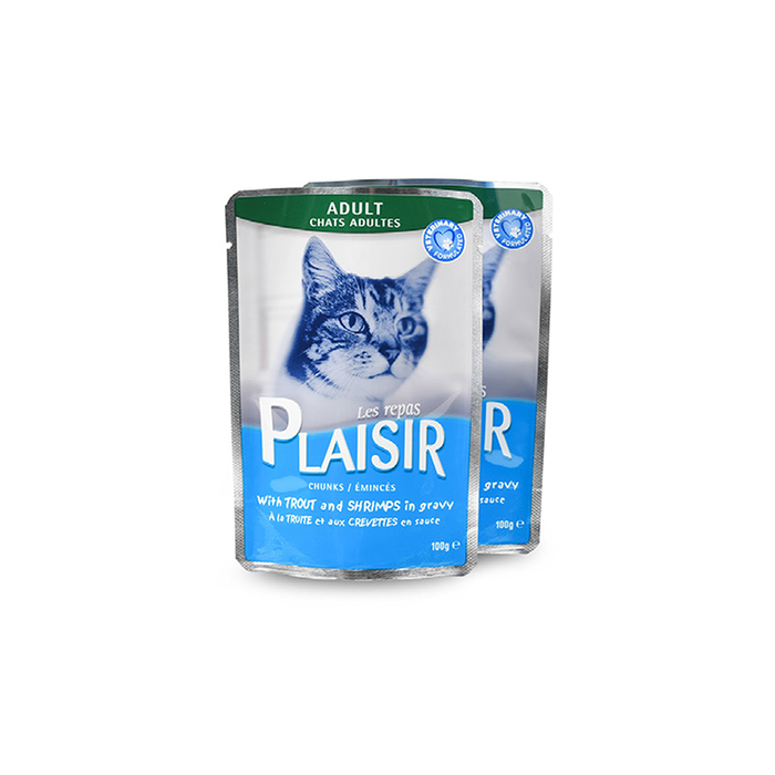 Plaisir adult chats adultes with trout and shrimps 100g