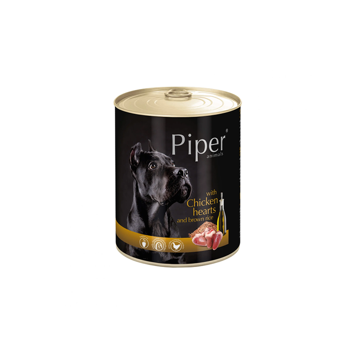 Piper with chicken hearts and brown rice 400 g - Wet Dog Food