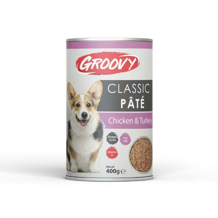 Groovy Classic dog pate chicken & turkey 400g - Fresh Wet Dog Food