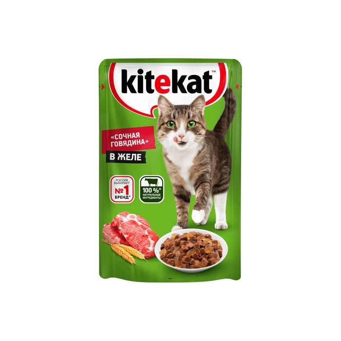 Kitekat Cat Wet Food with Beef pieces in Jelly 85g