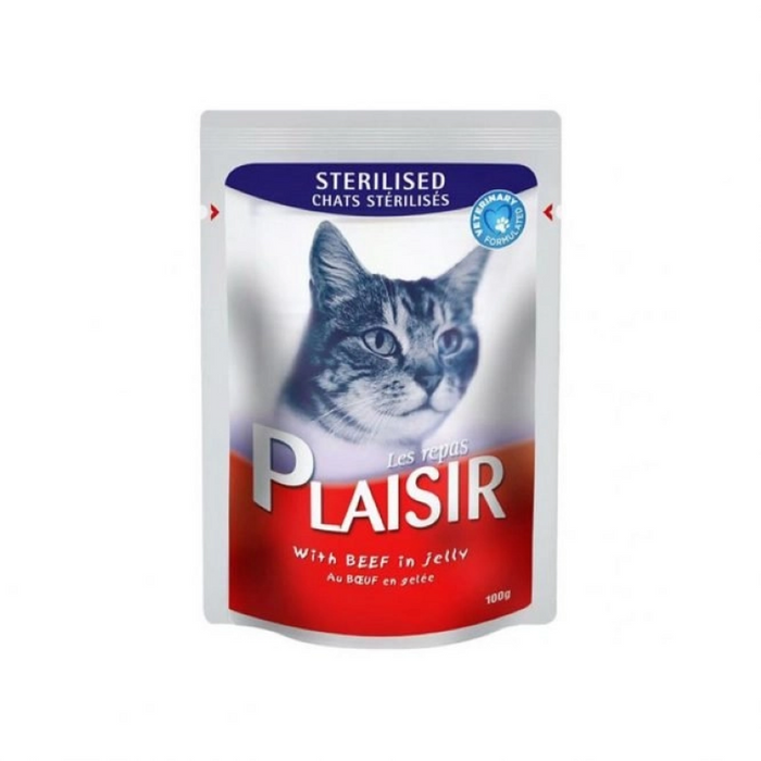 Plaisir Sterilised Beef Jelly 100 gm - Wet Food Fot Cats